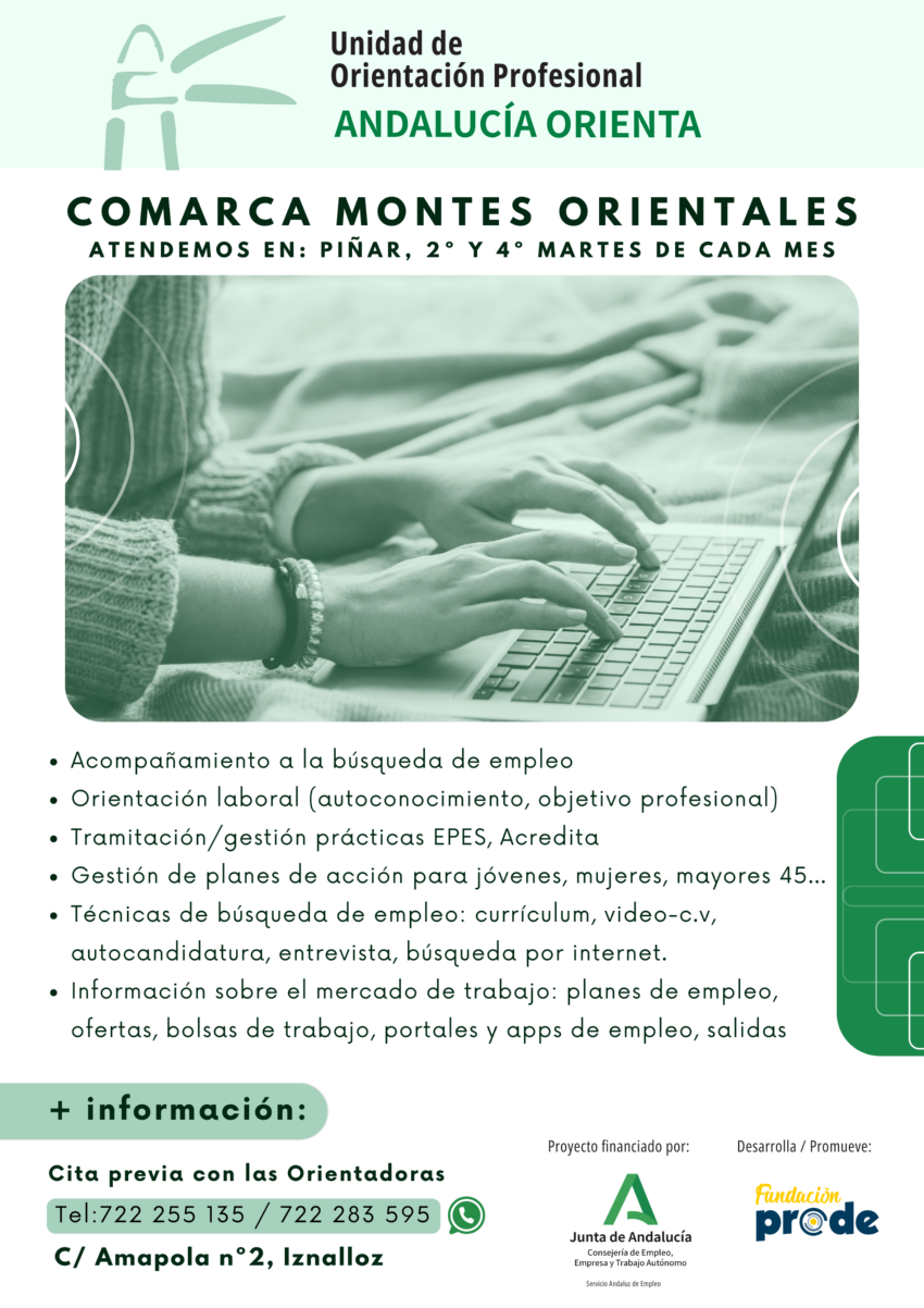 Andalucía Orienta ofrecerá atención en Píñar el 2º y 4º martes de cada mes Andalucía Orienta ofrecerá atención en Píñar el 2º y 4º martes de cada mes
